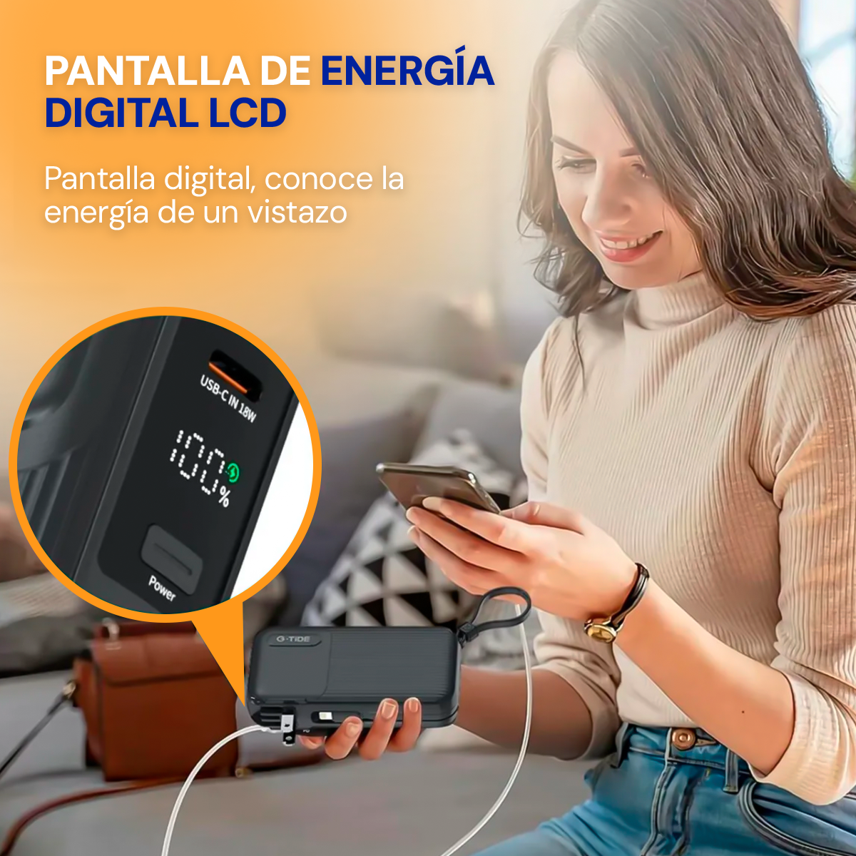 Bateria Portatil POWERBANK Traveler 1 Ideal para Viajes Carga Rápida con 3 Cables Integrados