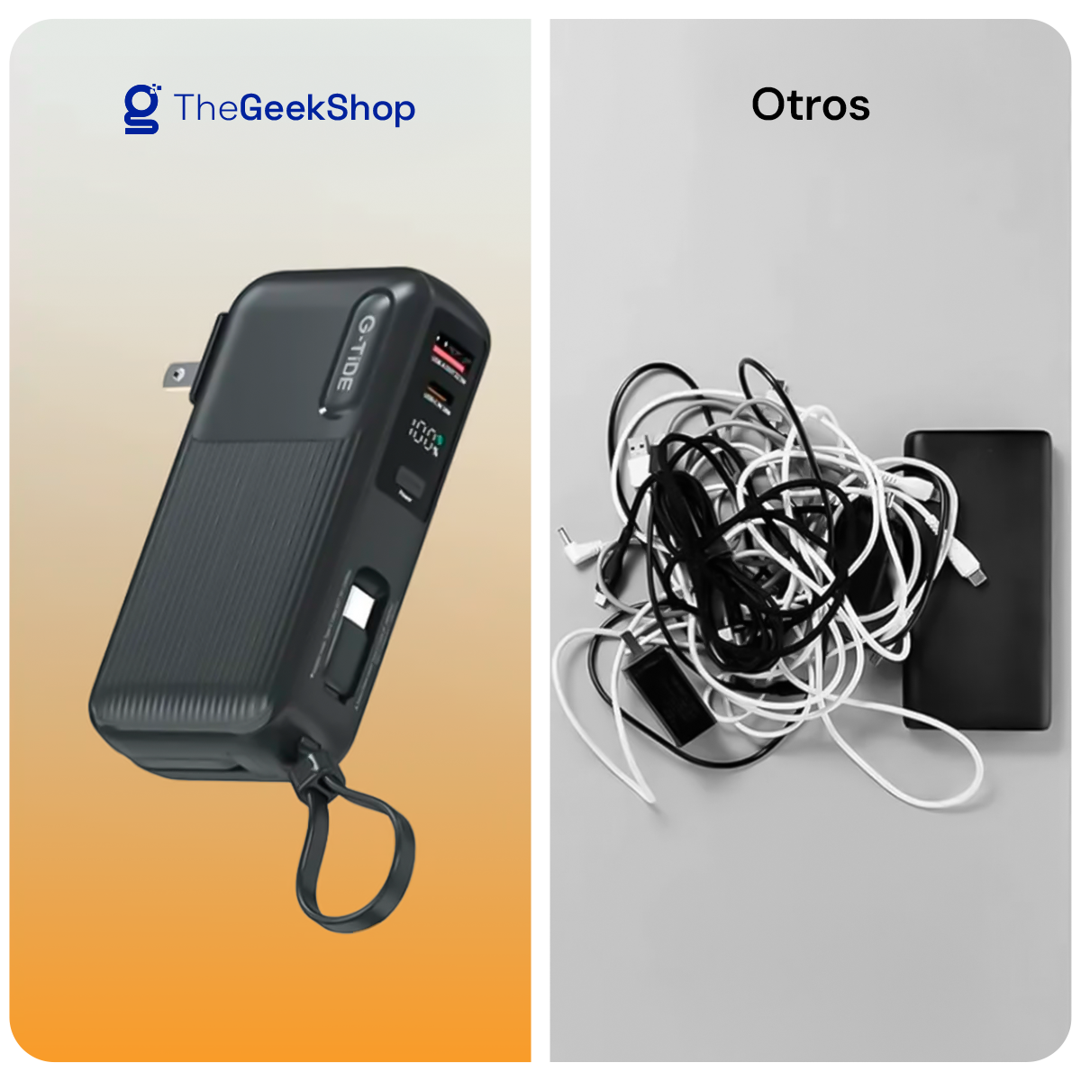 Bateria Portatil POWERBANK Traveler 1 Ideal para Viajes Carga Rápida con 3 Cables Integrados