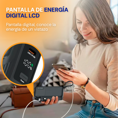 Bateria Portatil POWERBANK Traveler 1 Ideal para Viajes Carga Rápida con 3 Cables Integrados